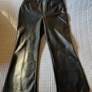 SPANX Black Faux Leather kick crop pants size M